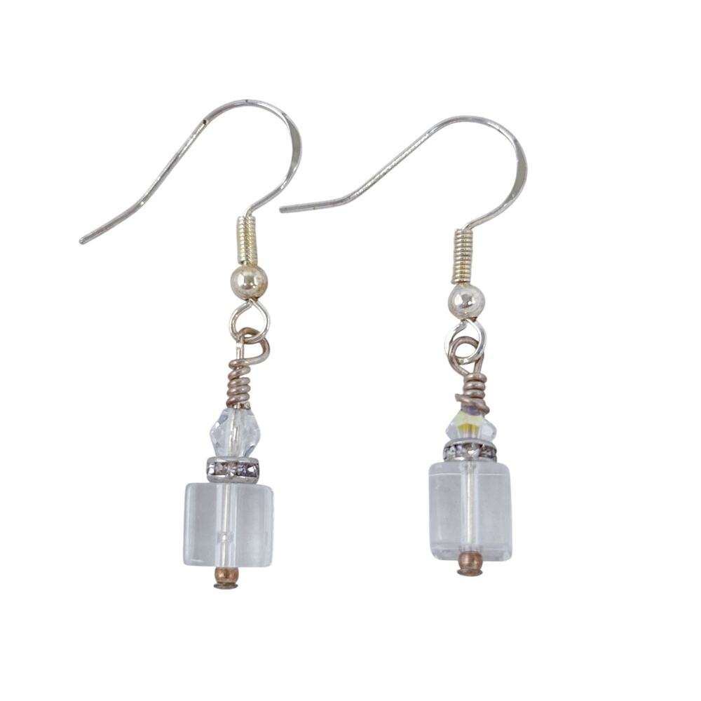 Vintage Sterling Silver 925 Cubic Zirconia Crystal Earrings